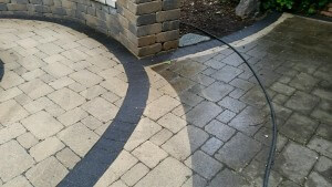 Partially Cleaned Pavers
